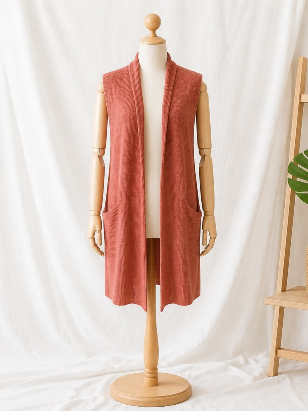 Wilfred Rust Open-Front Knit Swim Coverup Vest